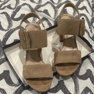 Stuart Weitzman Tan Block Heel Sandals